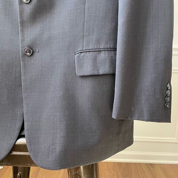 Jos A Bank Navy Blue Plaid Sportcoat Blazer 42R - Picture 3 of 10
